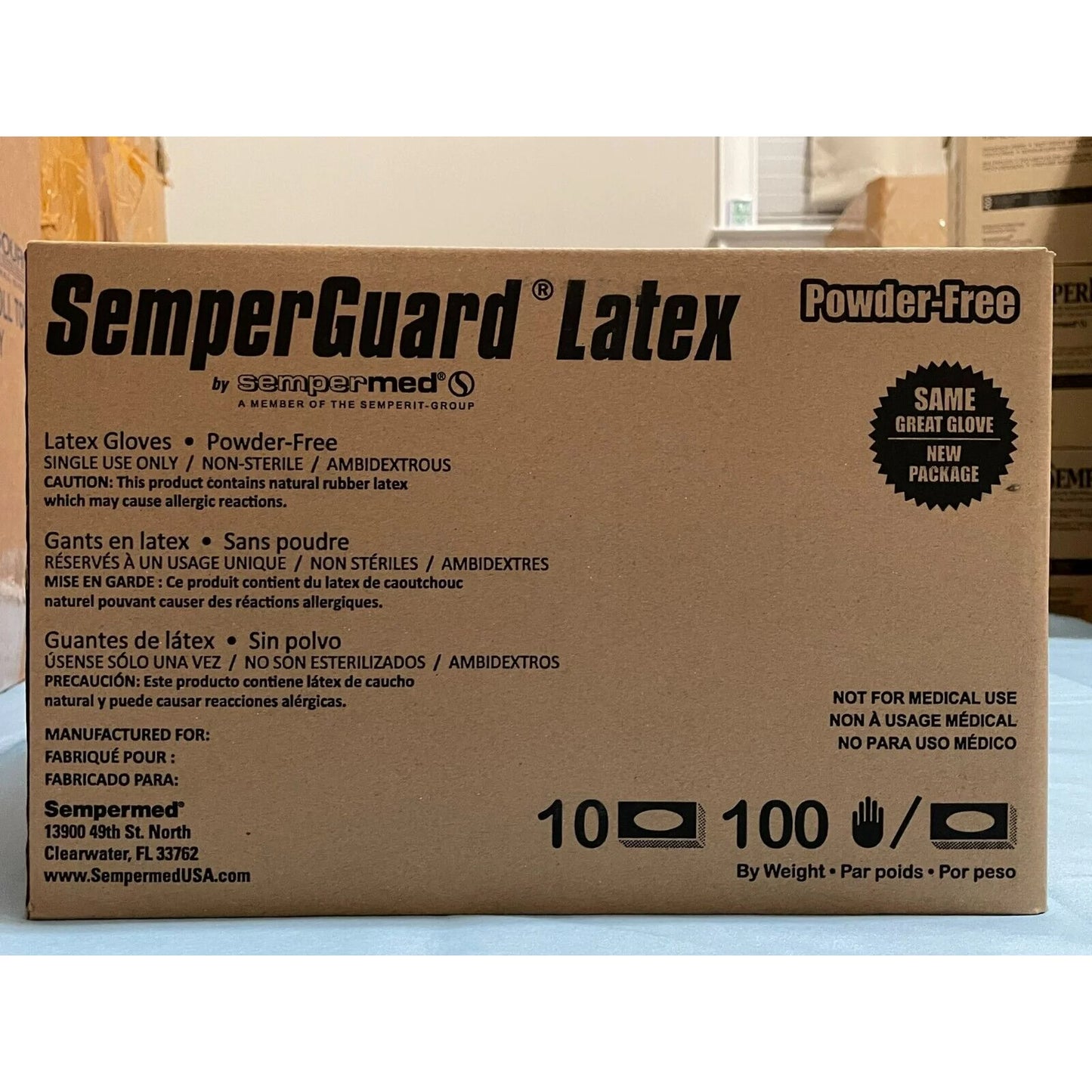 Semper Guard Latex Powder Free Disposable Gloves SGLX1000L - Medical Exam Grade - 5 mil Thick (Pack of 1000) LARGE