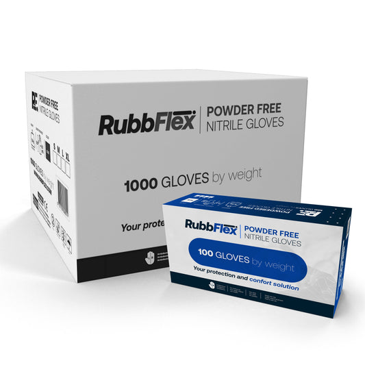 Rubbflex Nitrile Powder Free Disposable Gloves RNT1000M - Medical Exam Grade - 3.1 mil Thick (Pack of 1000) MEDIUM
